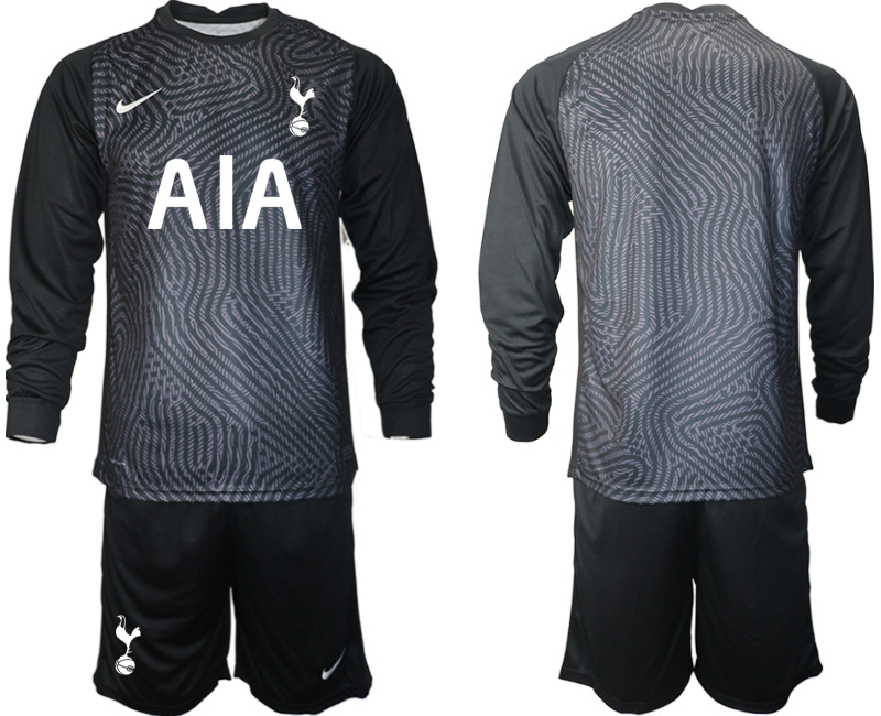 2021 Men Tottenham Hotspur black long sleeve goalkeeper soccer jerseys->tottenham jersey->Soccer Club Jersey